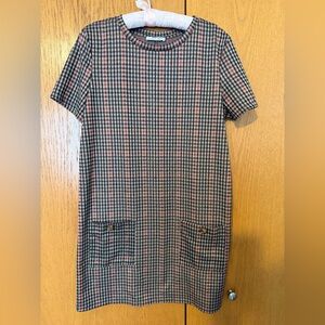 Zara Brown and Red Plaid Dress